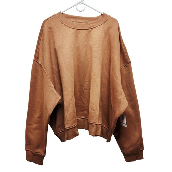 Womens Oversized Pullover Sweatshirt Size 6X Cotton Blend Brown - Picture 1 of 5